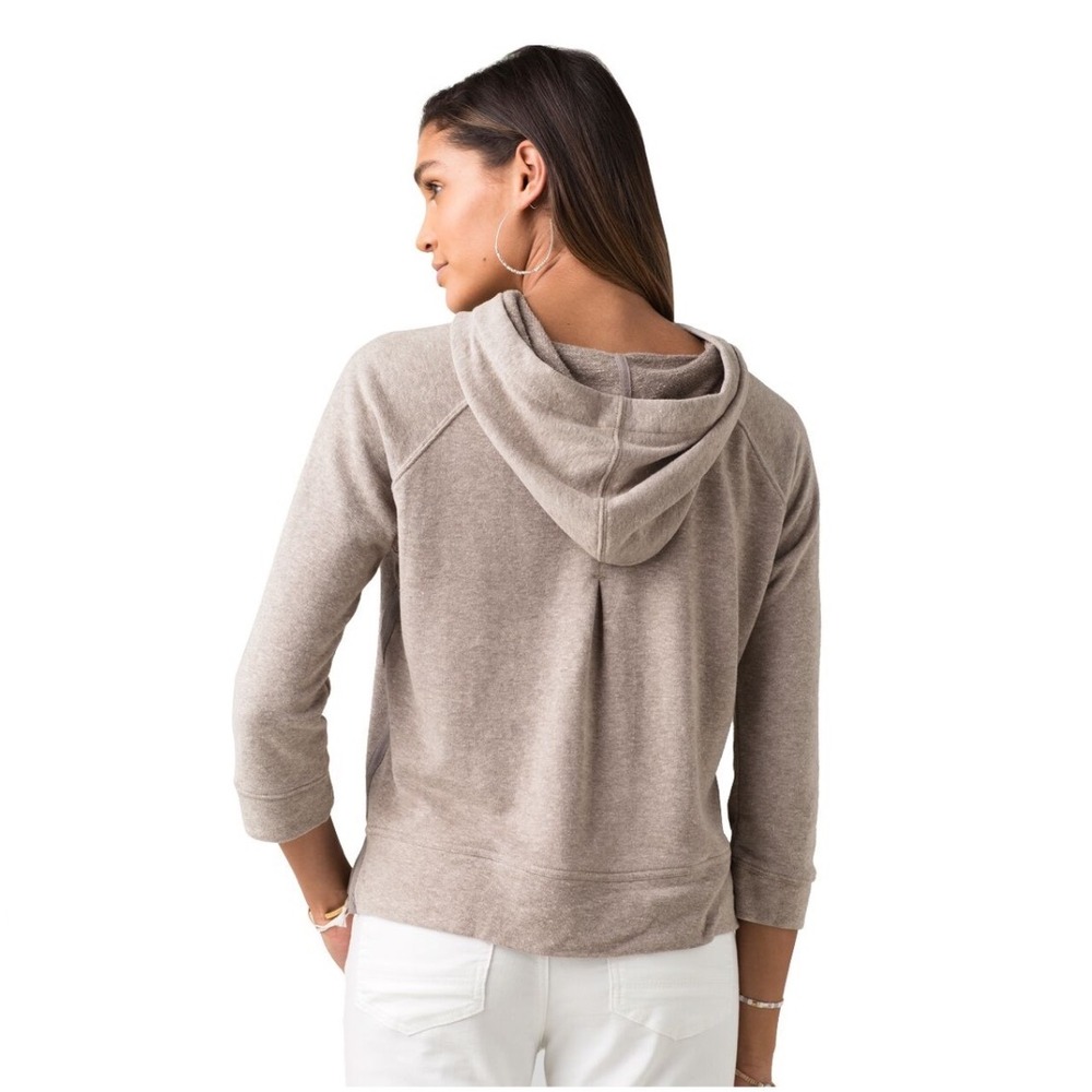 Prana Cozy Up Hoodie Womens Medium Beige Hemp Blend Pullover Sweatshirt Gorpcore